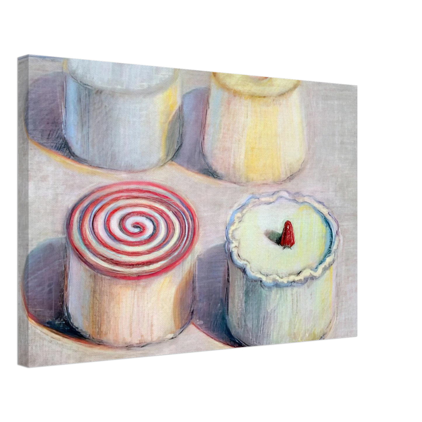 Wayne Thiebaud - Four Cakes - 1996 Canvas - 40x60 cm / 16x24 inches-canvas