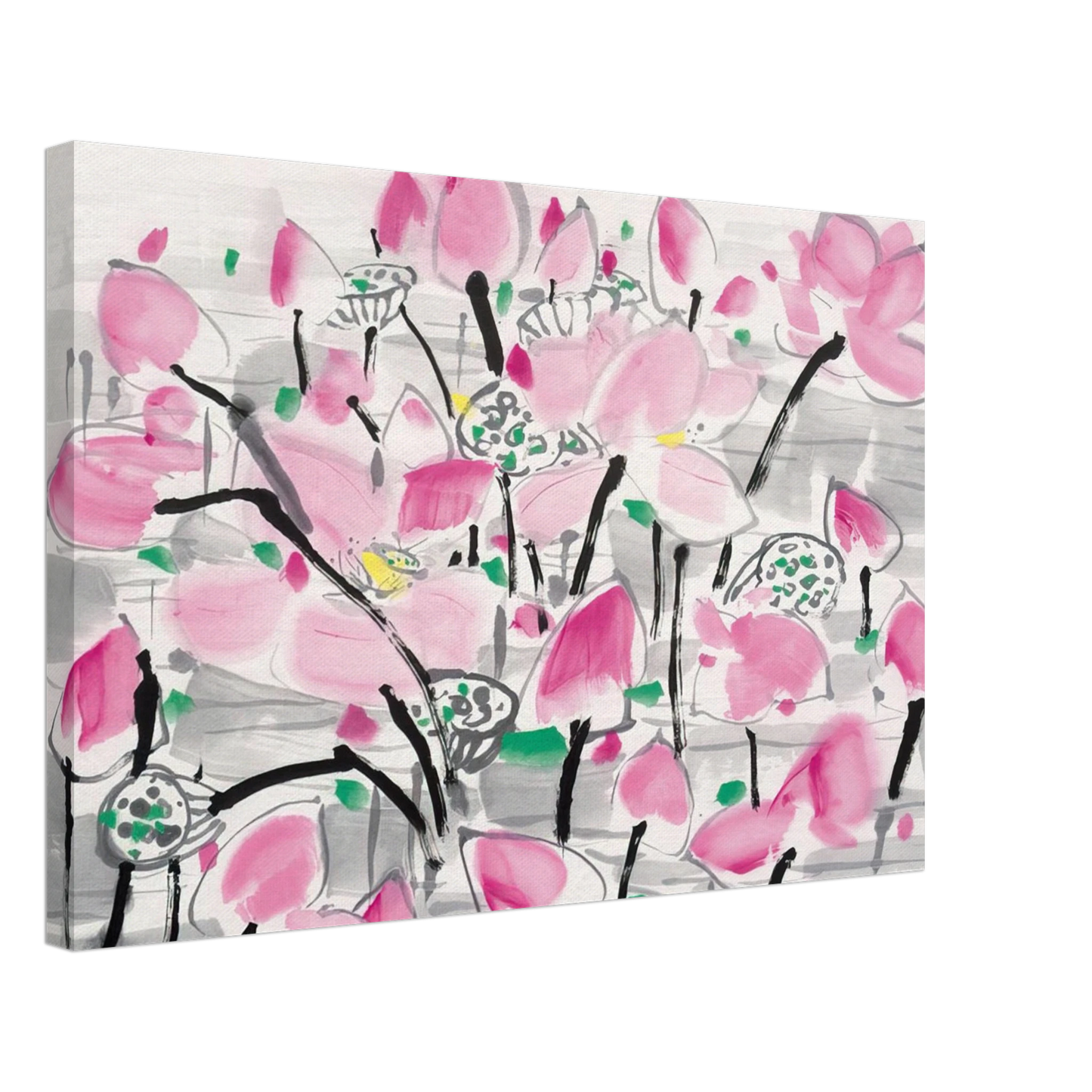 Wu Guanzhong - Lotus under the sun - 2001 Canvas - 70x100 cm / 28x40 inches-canvas