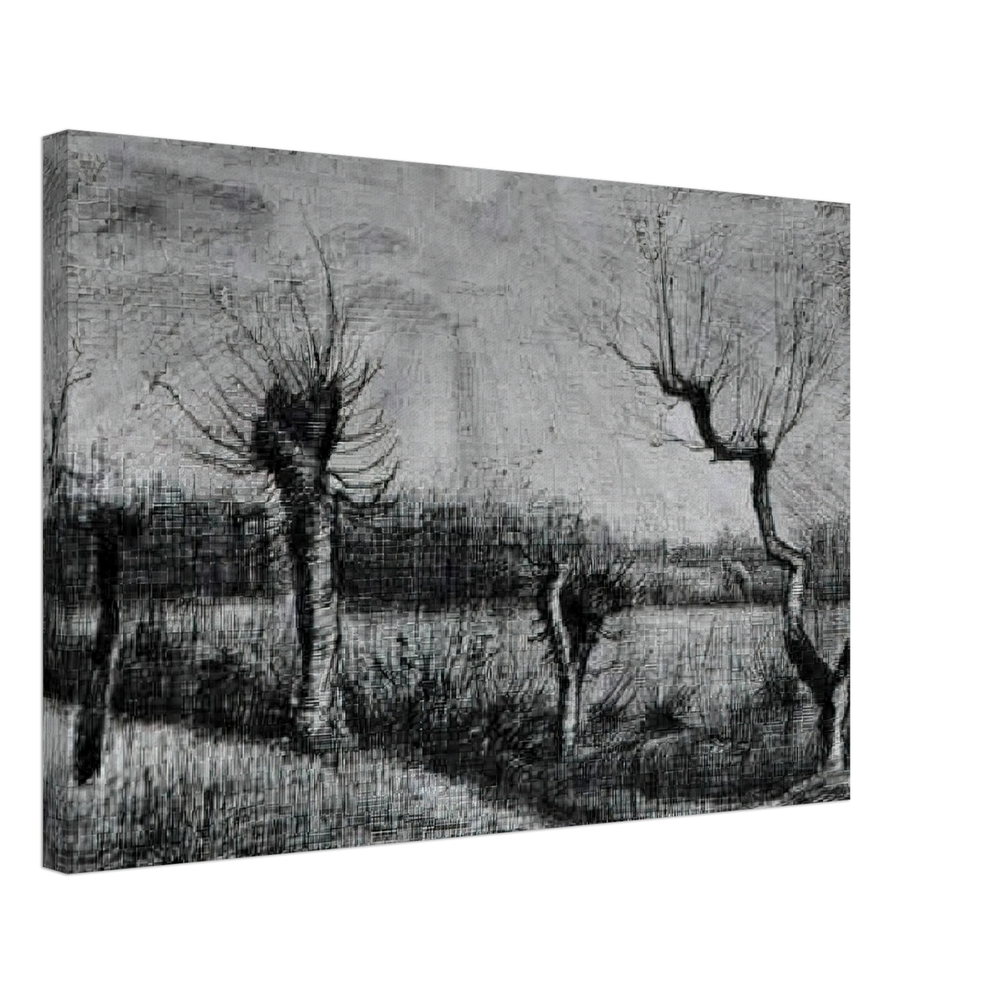 Vincent van Gogh - Landscape with Willows and Sun Shining Through the Clouds Canvas - 40x60 cm / 16x24 inches-canvas