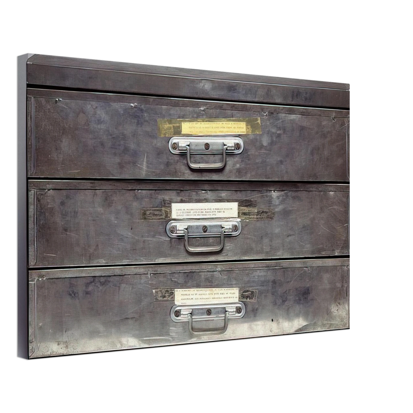 Christian Boltanski - ATTEMPT AT RECREATION THREE DRAWERS 1971 Canvas - 40x60 cm / 16x24 inches-canvas