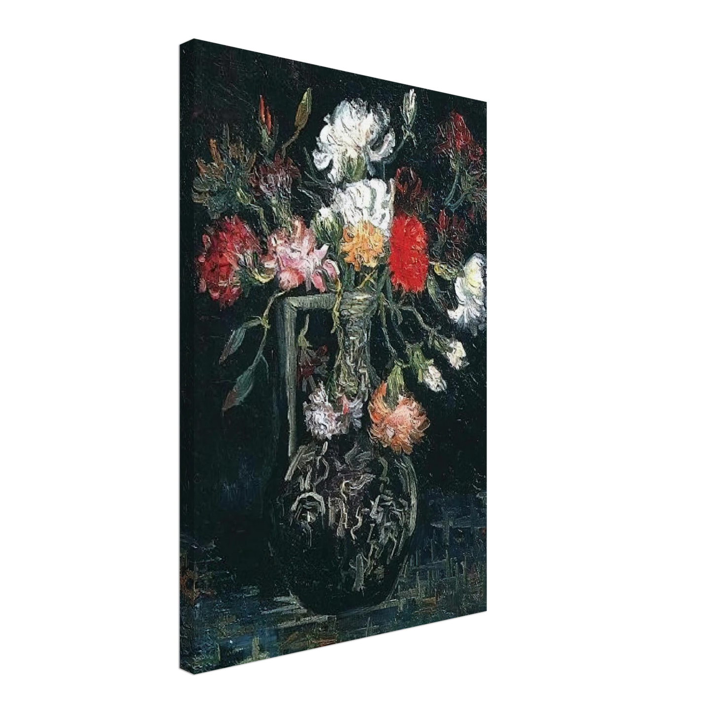 Vincent van Gogh - Vase with White and Red Carnations Canvas - 40x60 cm / 16x24 inches-canvas
