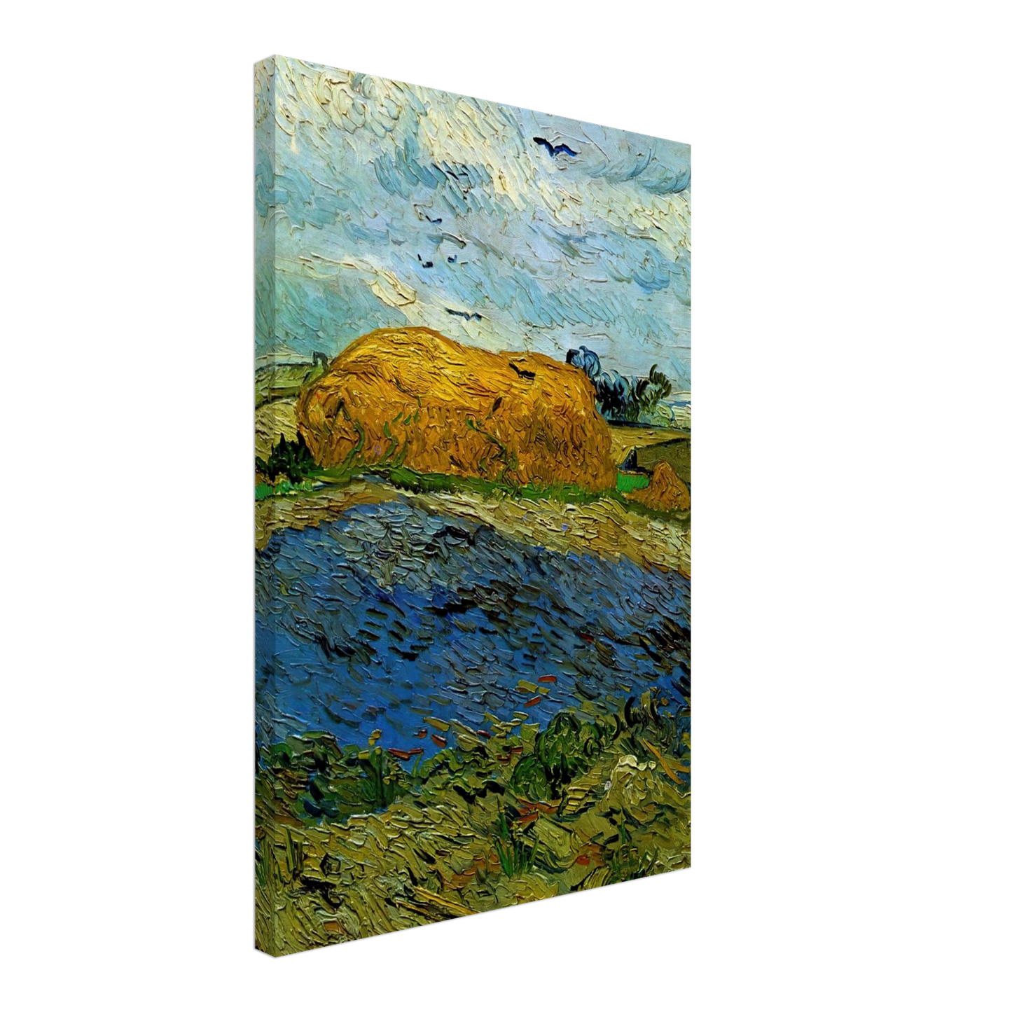 Vincent van Gogh - Haystack under a Rainy Sky Canvas - 40x60 cm / 16x24 inches-canvas