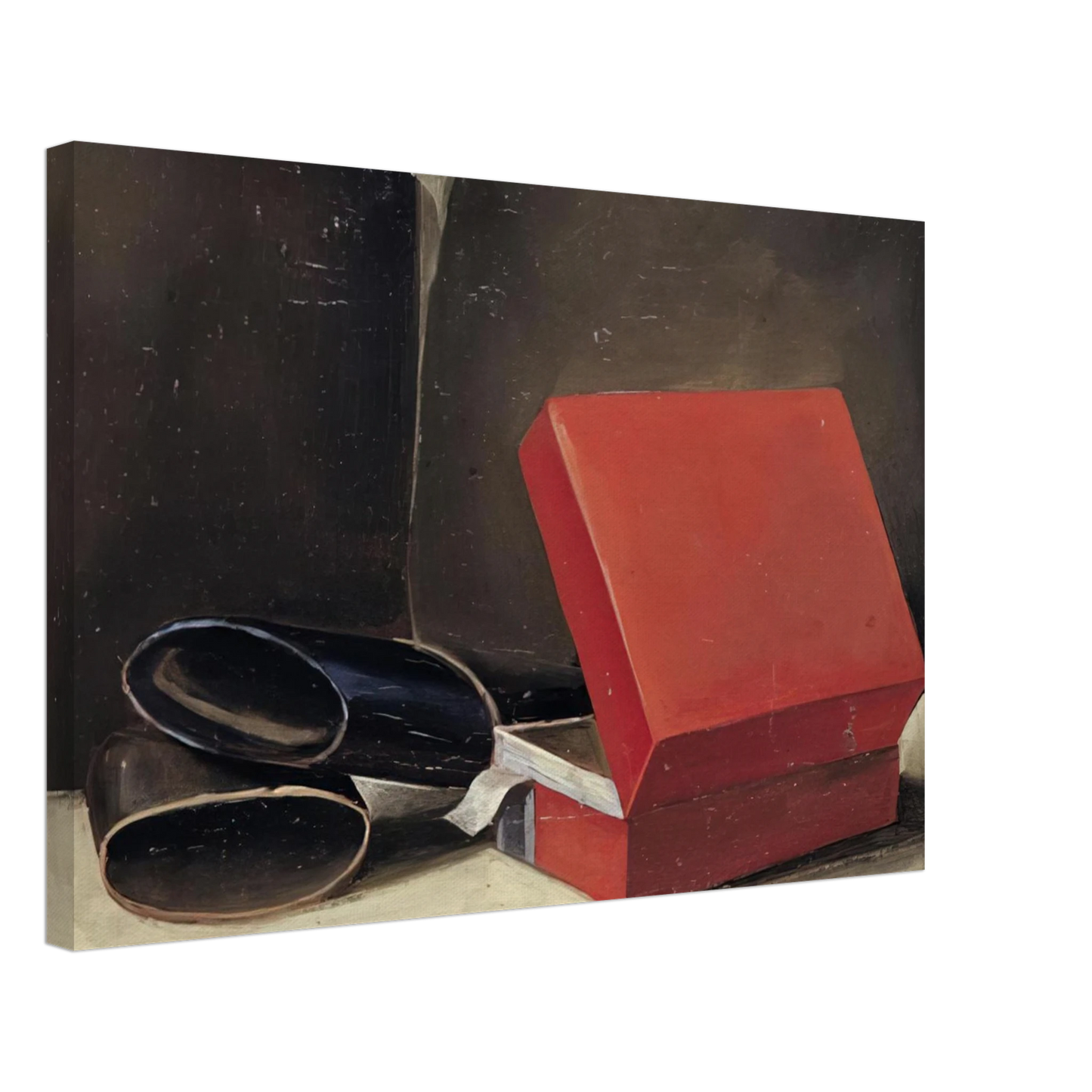 Julius Bissier - Scatola rossa con astuccio per occhiali - 1923 Canvas - 70x100 cm / 28x40 inches-canvas