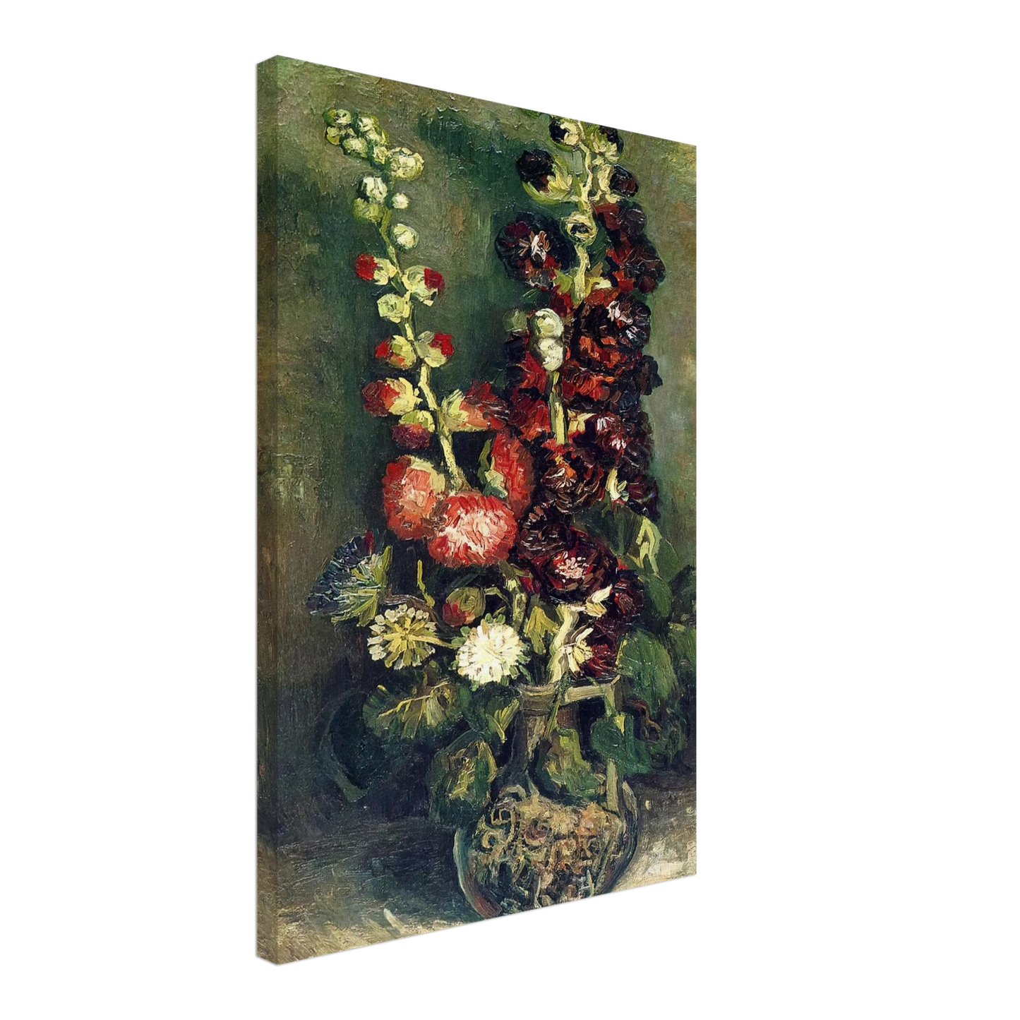 Vincent van Gogh - Vase of Hollyhocks Canvas - 70x100 cm / 28x40 inches-canvas