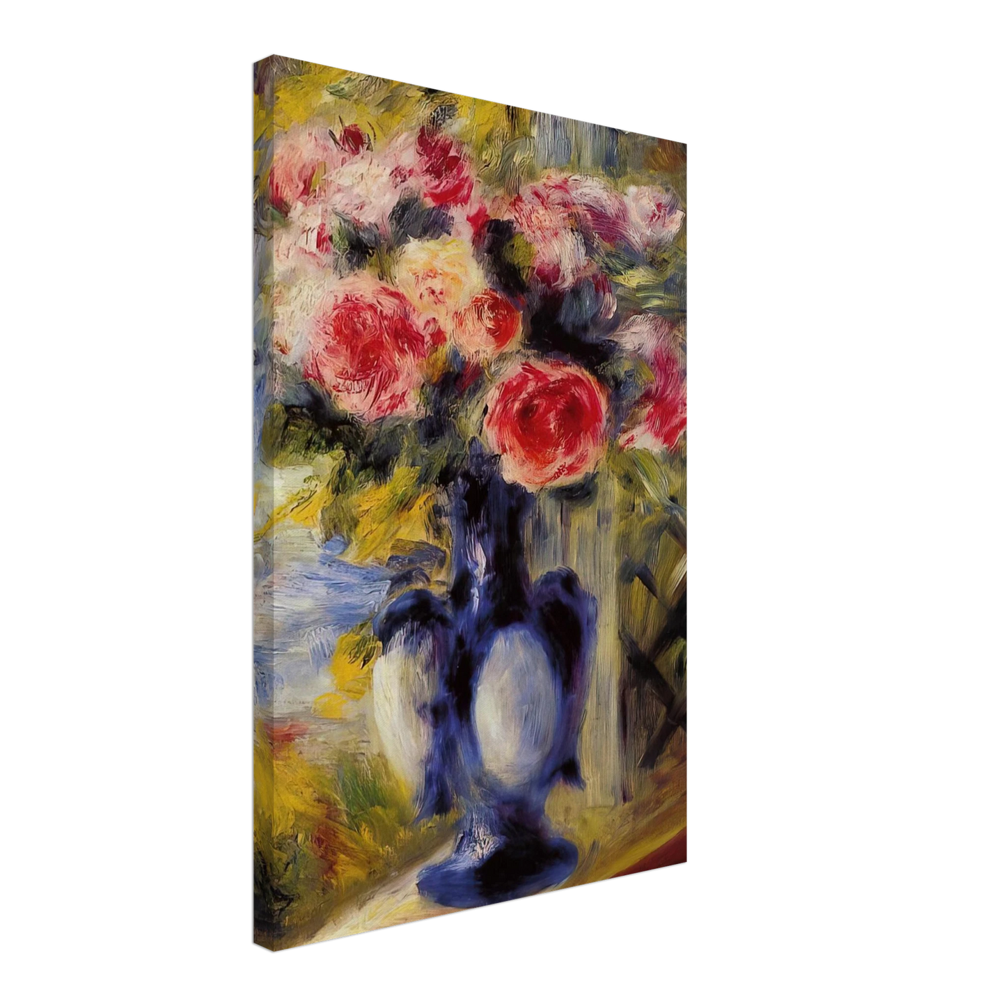 Pierre-Auguste Renoir - Bouquet of Roses in a Blue Vase Canvas - 40x60 cm / 16x24 inches-canvas