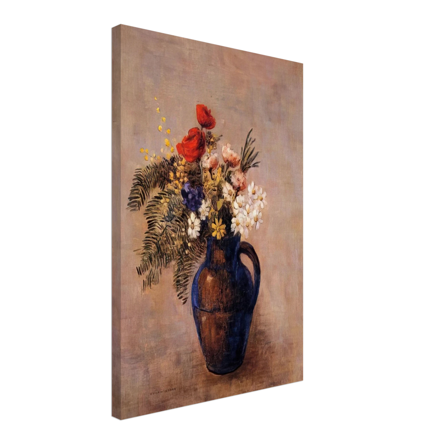 Odilon Redon - BOUQUET OF FLOWERS IN A BLUE VASE Canvas - 40x60 cm / 16x24 inches-canvas