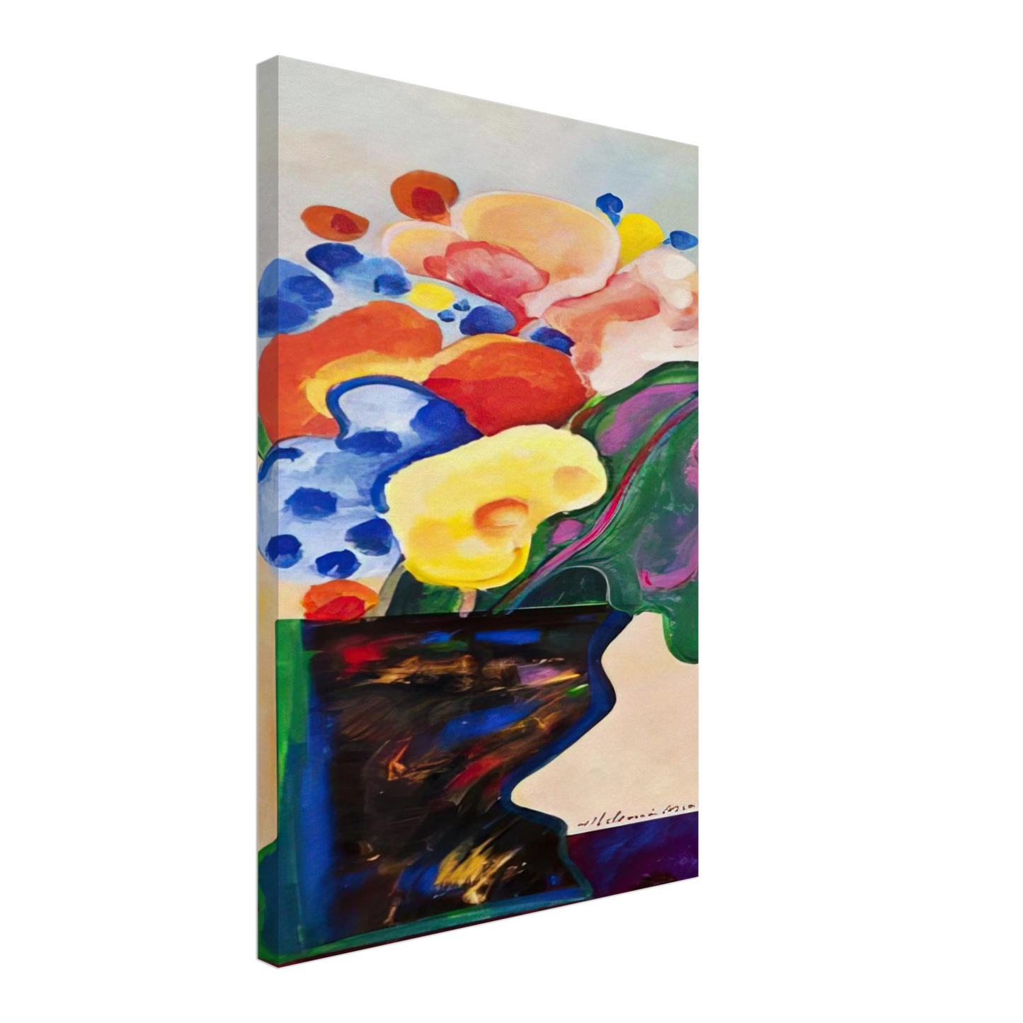 Aldemir Martins - Vase With Flowers - 1990 Canvas - 70x100 cm / 28x40 inches-canvas