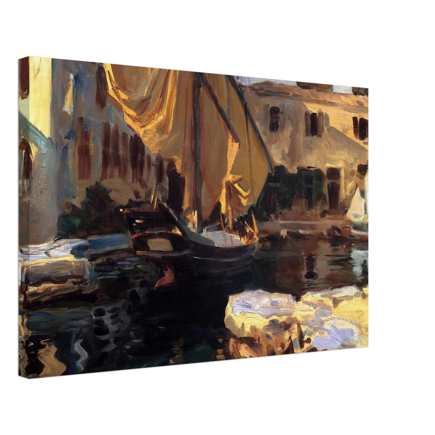 John Singer Sargent - San Vigilio. A Boat with Golden Sail Canvas - 70x100 cm / 28x40 inches-canvas