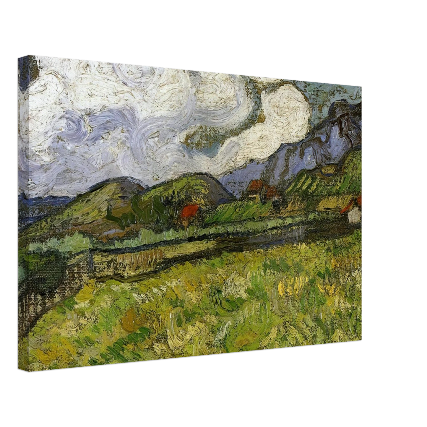 Vincent van Gogh - Wheat Field behind Saint-Paul Hospital with a Reaper Canvas - 40x60 cm / 16x24 inches-canvas