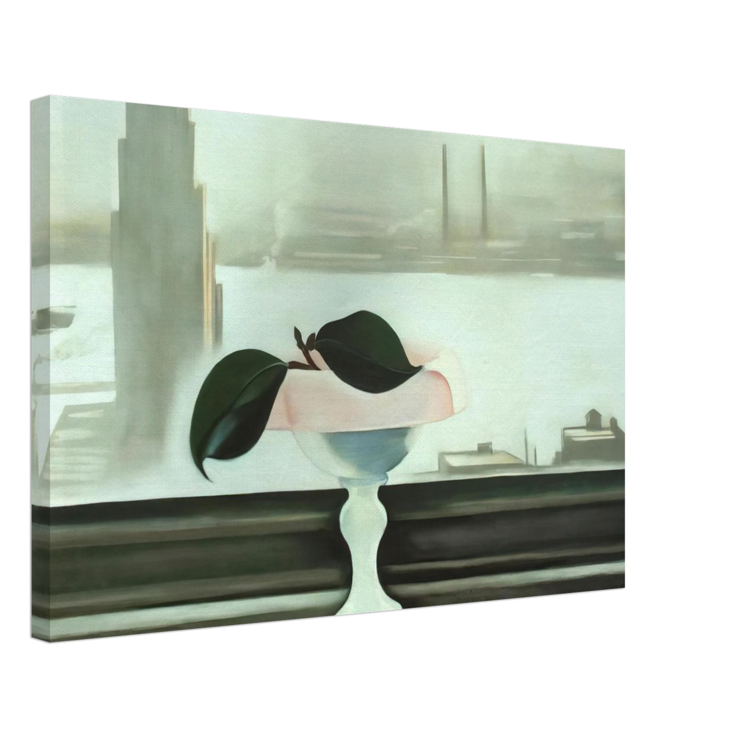 Georgia O'Keeffe - Pink Dish and Green Leaves Canvas - 40x60 cm / 16x24 inches-canvas