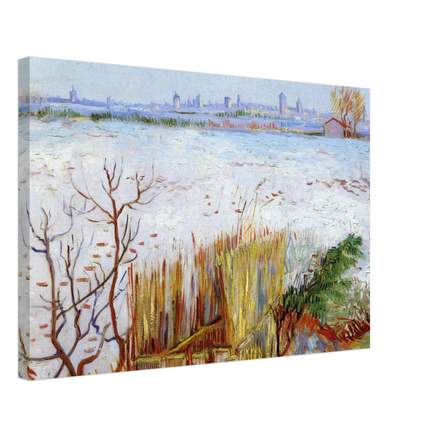 Vincent van Gogh - Snowy Landscape with Arles in the Background Canvas - 70x100 cm / 28x40 inches-canvas