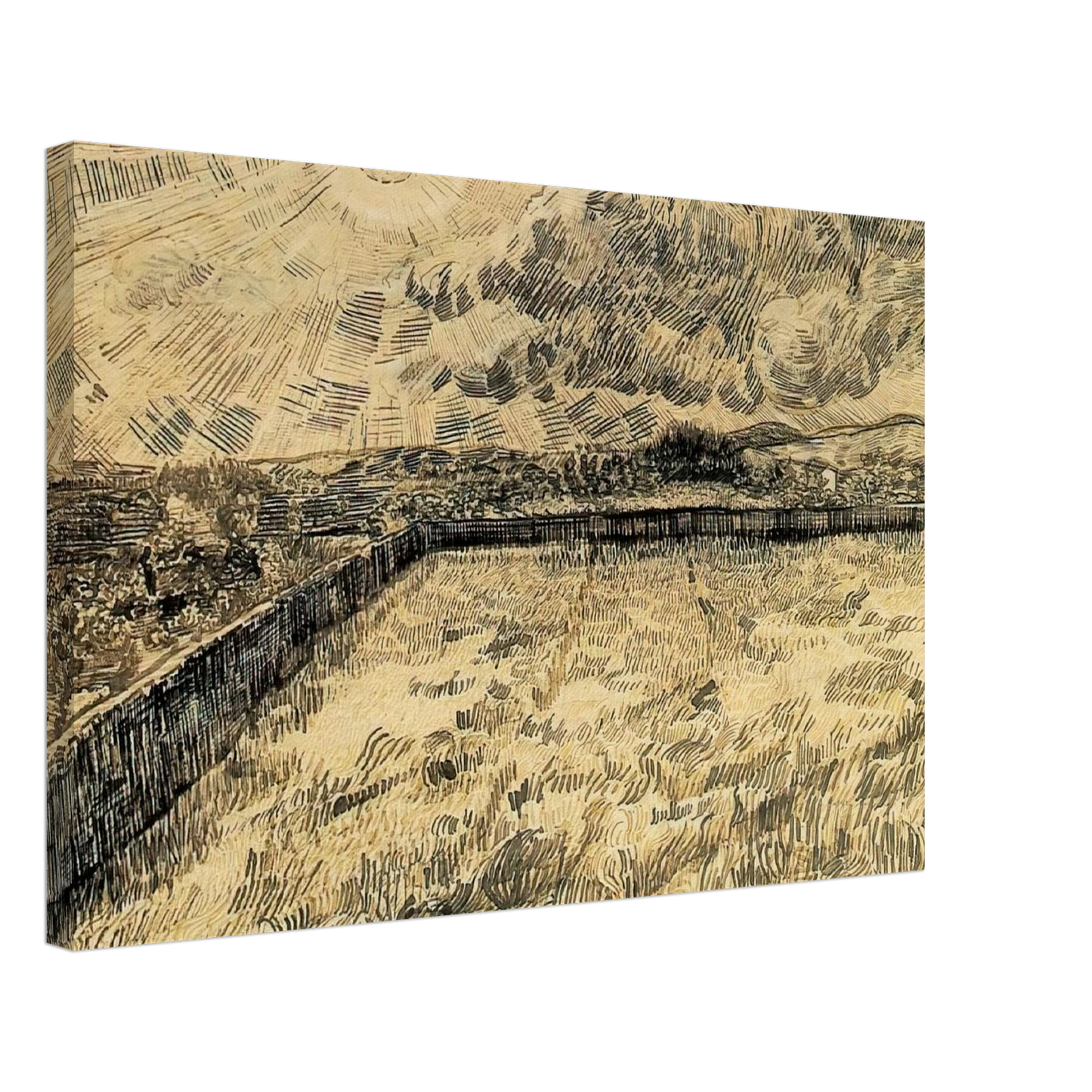 Vincent van Gogh - Wheat field with sun and cloud Canvas - 70x100 cm / 28x40 inches-canvas