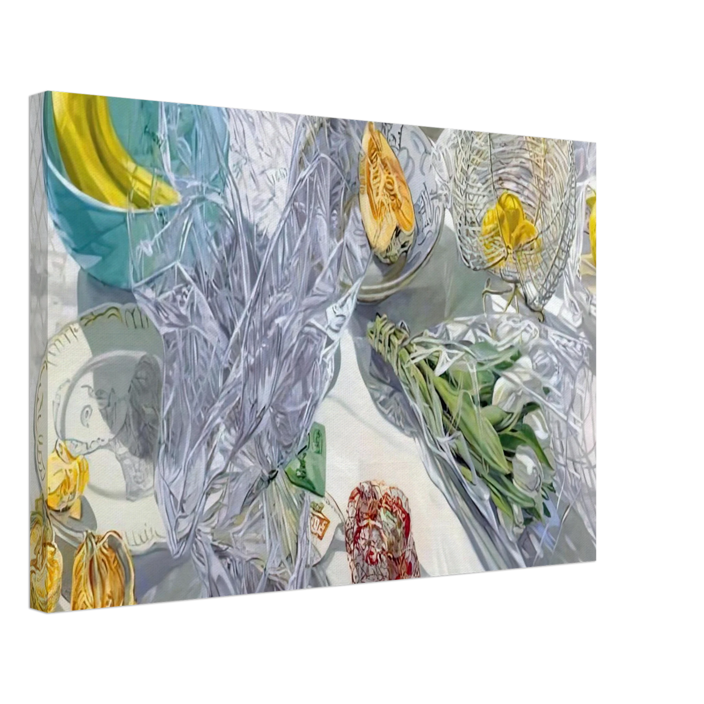Janet Fish - WHITE TULIPS 1999 Canvas - 70x100 cm / 28x40 inches-canvas