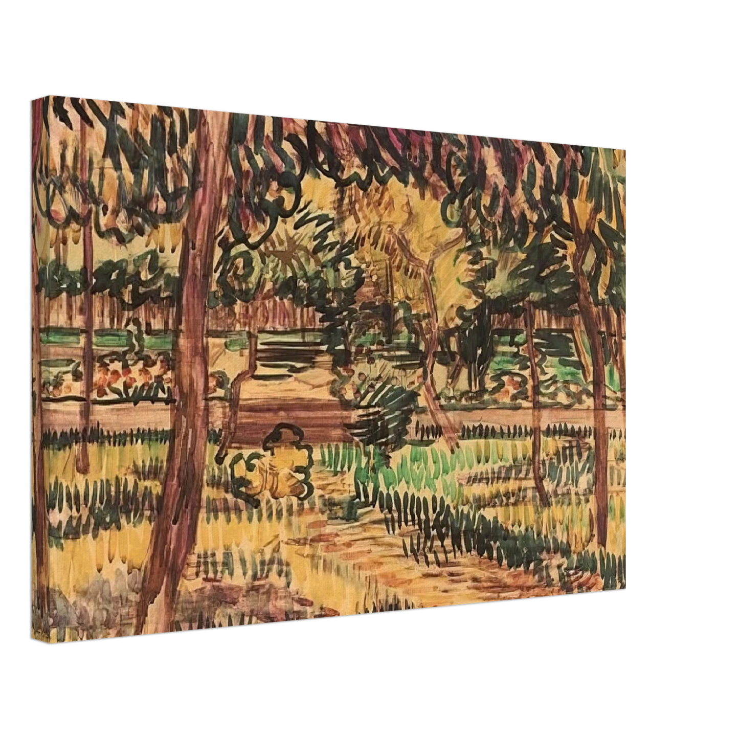 Vincent van Gogh - Trees in the Garden of the Asylum Canvas - 40x60 cm / 16x24 inches-canvas