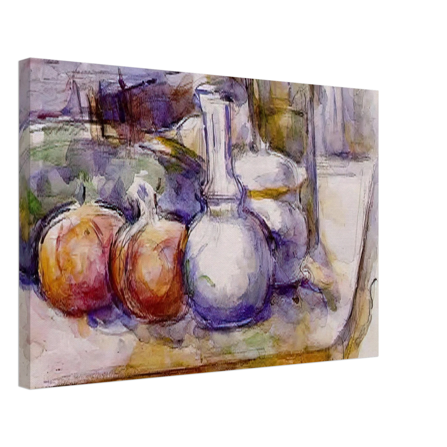 Paul Cezanne - Still Life with Carafe, Sugar Bowl, Bottle, Pommegranates and Watermelon Canvas - 70x100 cm / 28x40 inches-canvas