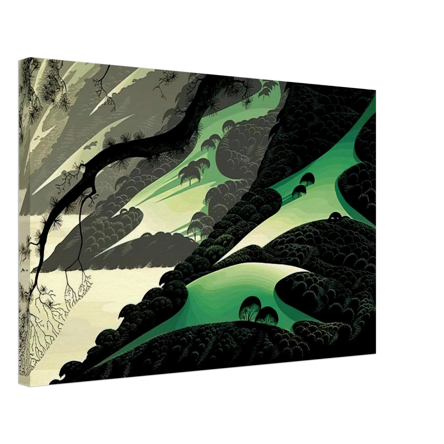 Eyvind Earle - Green Big Sur Canvas - 40x60 cm / 16x24 inches-canvas