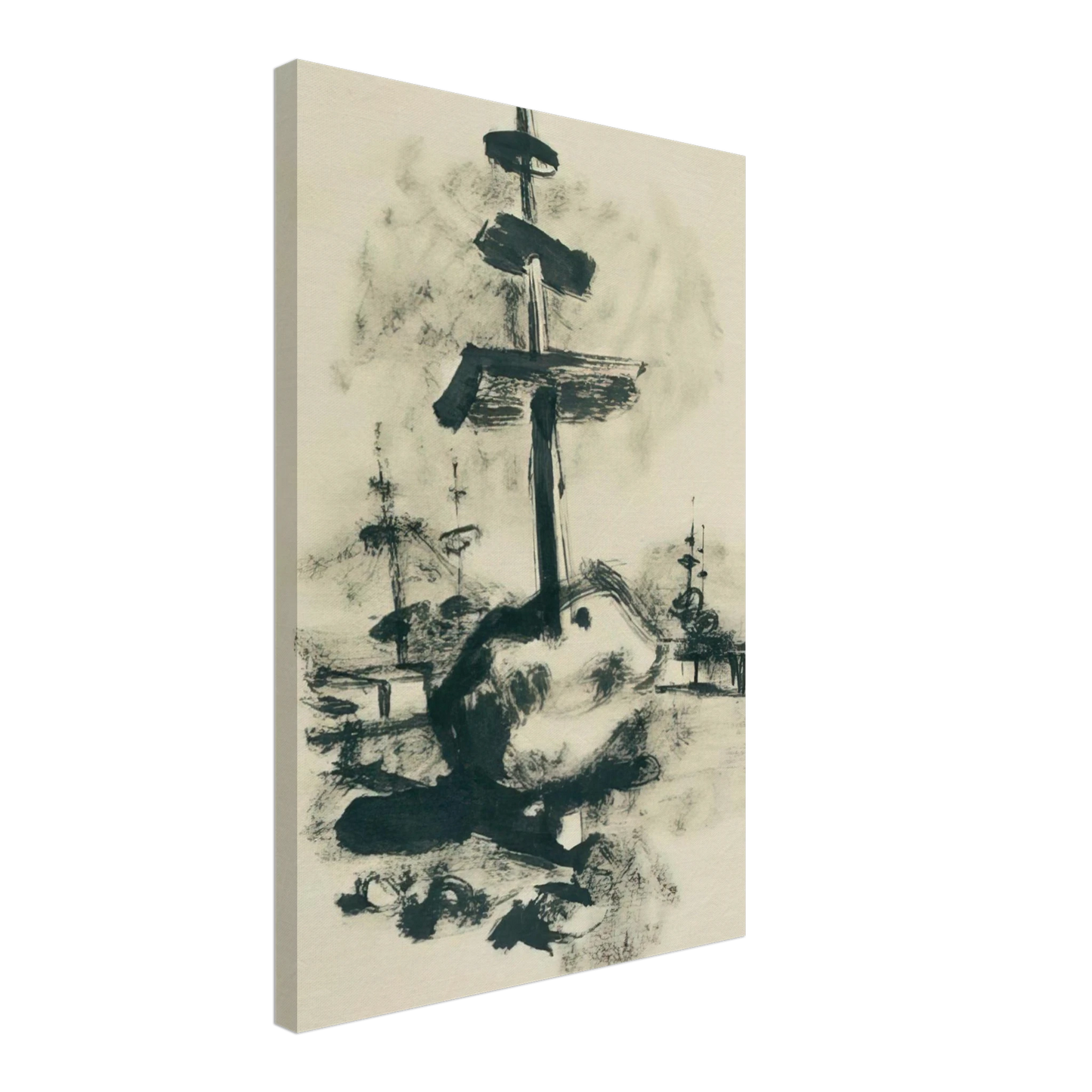 Julius Bissier - Come un monumento asiatico - 1936 Canvas - 70x100 cm / 28x40 inches-canvas