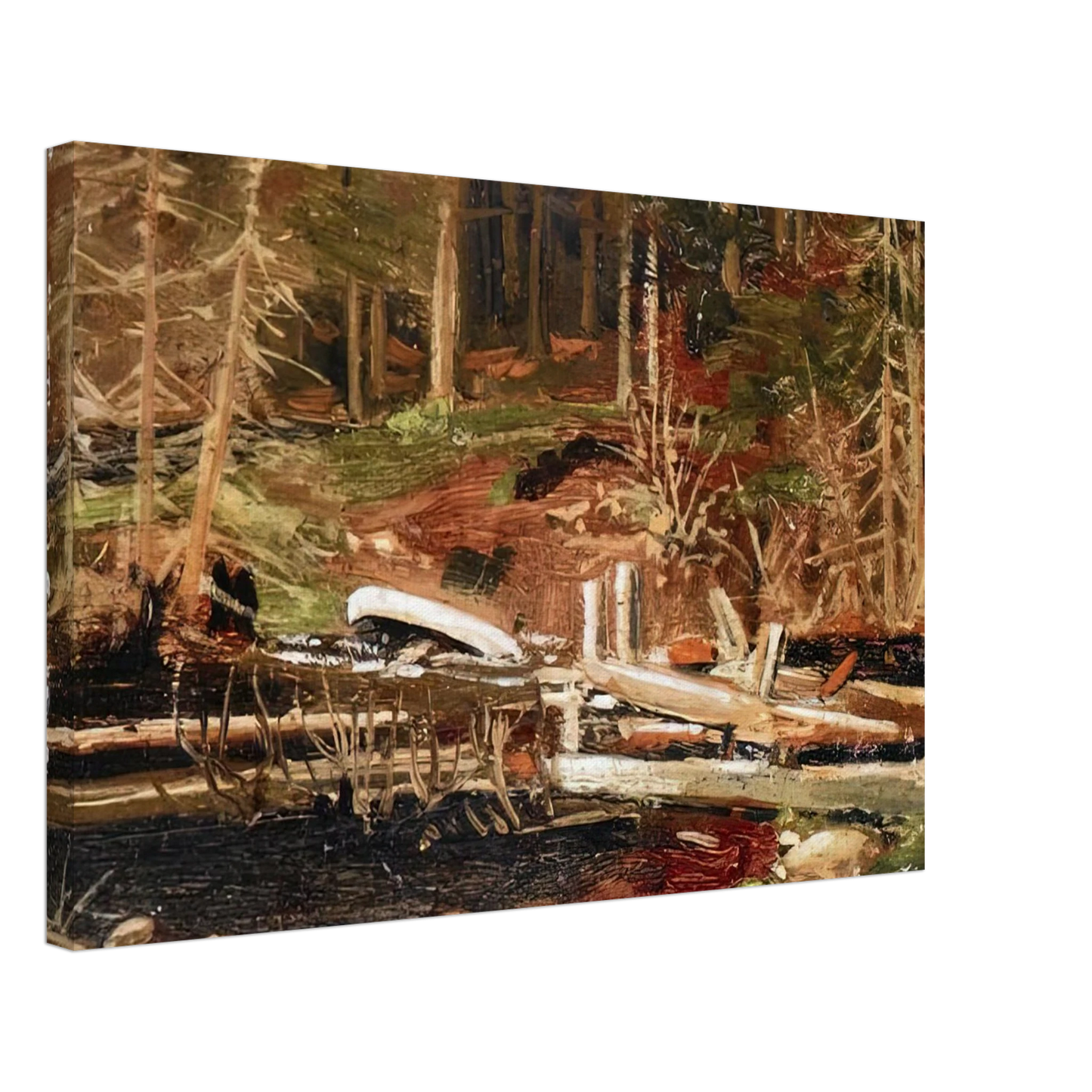 Tom Thomson - OLD LUMBER DAM ALGONQUIN PARK 1912 Canvas - 70x100 cm / 28x40 inches-canvas