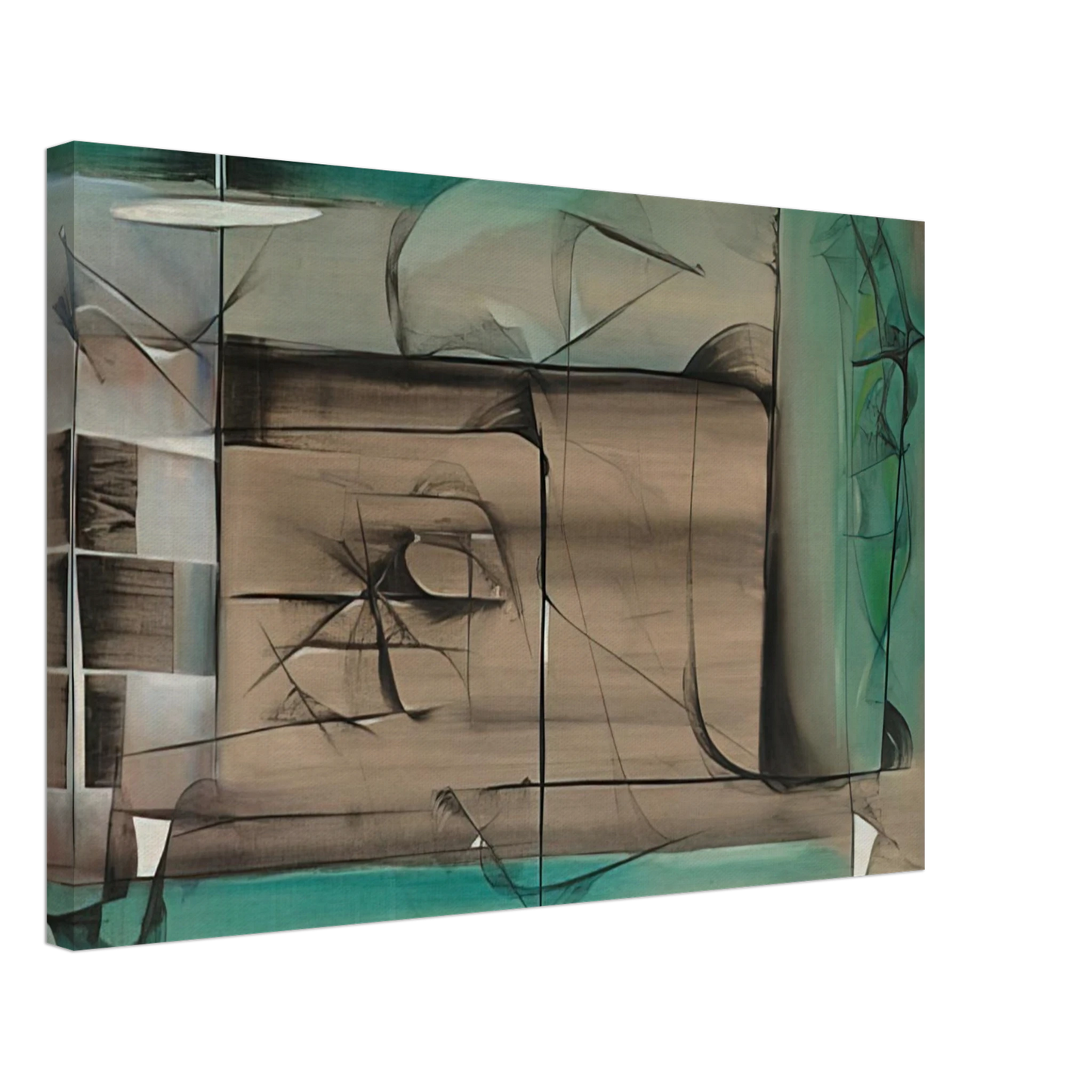 Jimmy Ernst - Abstraction in Green and Black - 1946 Canvas - 70x100 cm / 28x40 inches-canvas