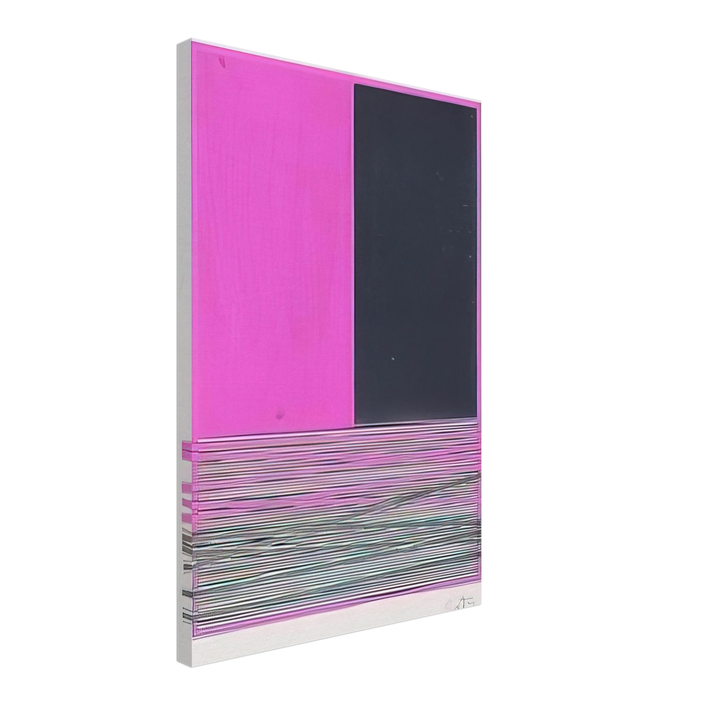 Jesus Rafael Soto - ABSTRACT COMPOSITION WITH SILVER AND MAGENTA 1970 Canvas - 70x100 cm / 28x40 inches-canvas