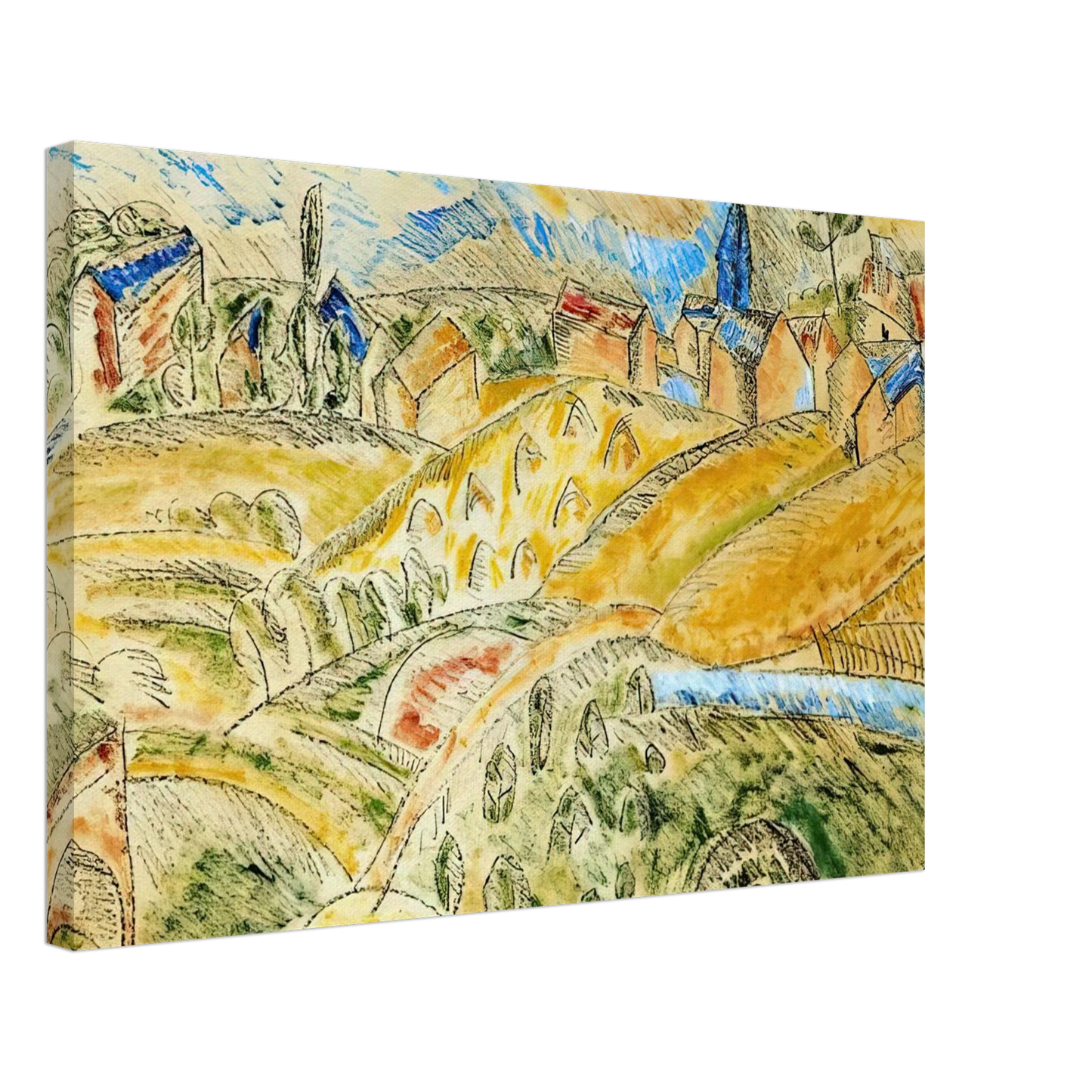 Raoul Dufy - CUBIST LANDSCAPE WITH HAYSTACKS Canvas - 70x100 cm / 28x40 inches-canvas