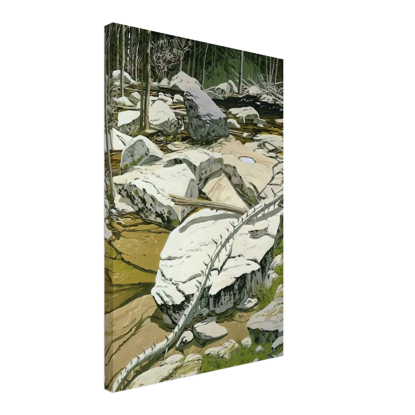 Neil Welliver - The Blue Pool - 1980 Canvas - 40x60 cm / 16x24 inches-canvas