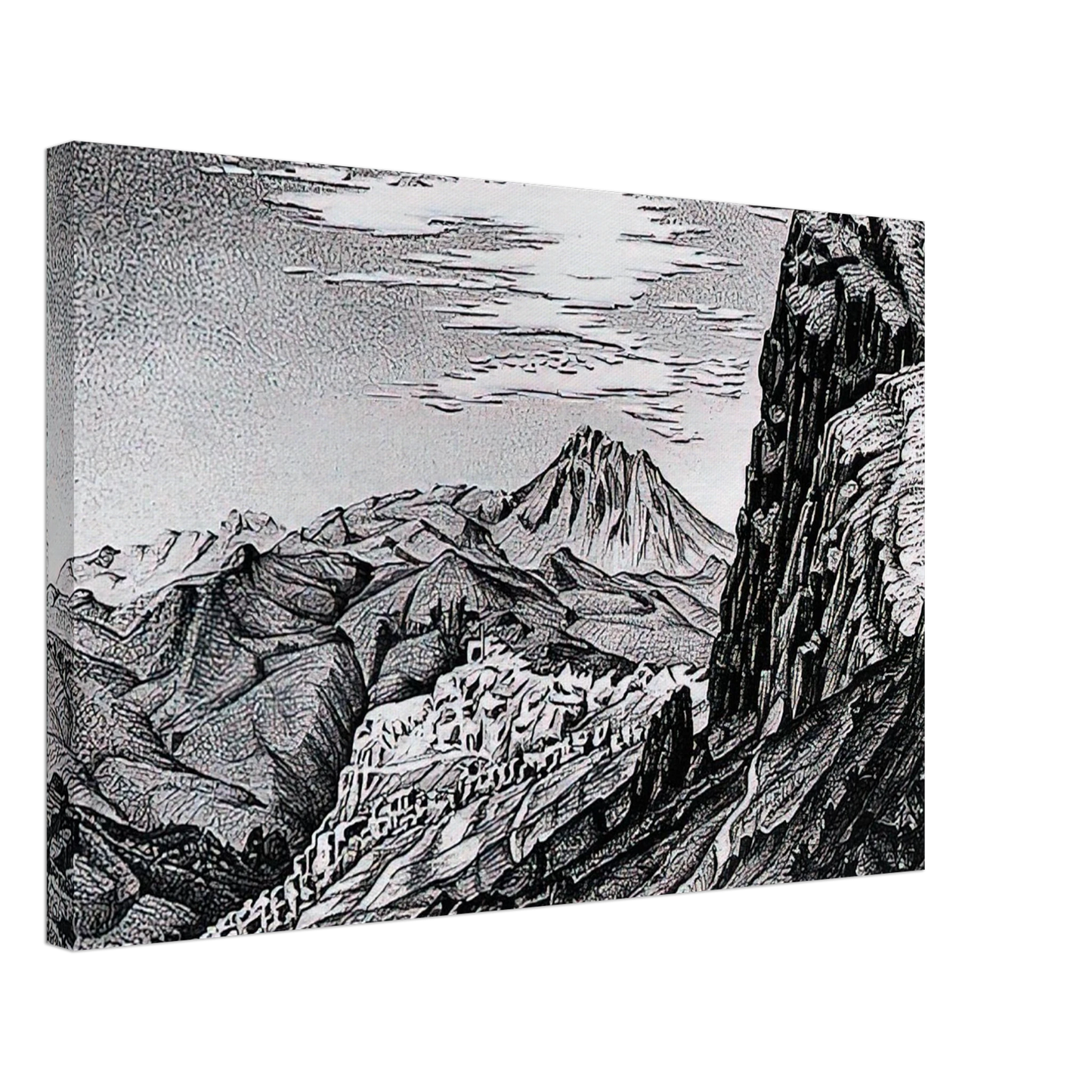 MC Escher - CALTAVUTURO IN THE MADONIE MOUNTAINS SICILY Canvas - 40x60 cm / 16x24 inches-canvas