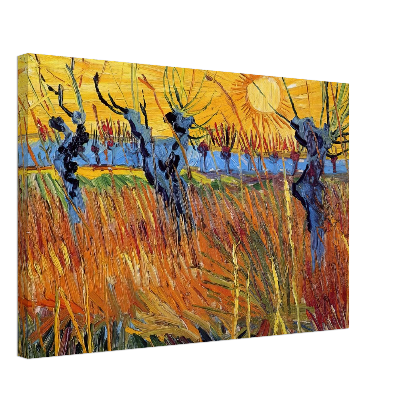 Vincent van Gogh - Pollard Willows and Setting Sun Canvas - 70x100 cm / 28x40 inches-canvas