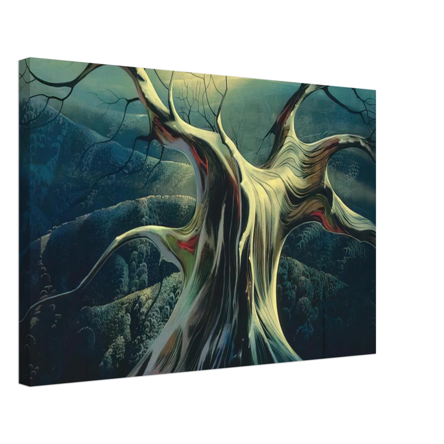 Eyvind Earle - Moonlit Tree Trunk Canvas - 70x100 cm / 28x40 inches-canvas