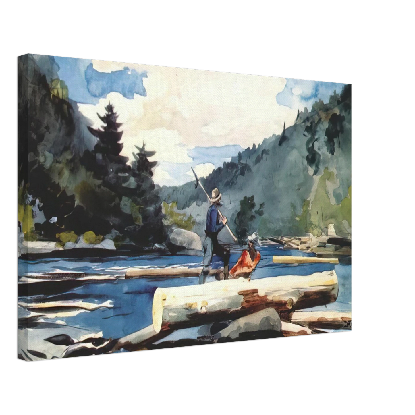 Winslow Homer - HUDSON RIVER LOGGING Canvas - 40x60 cm / 16x24 inches-canvas