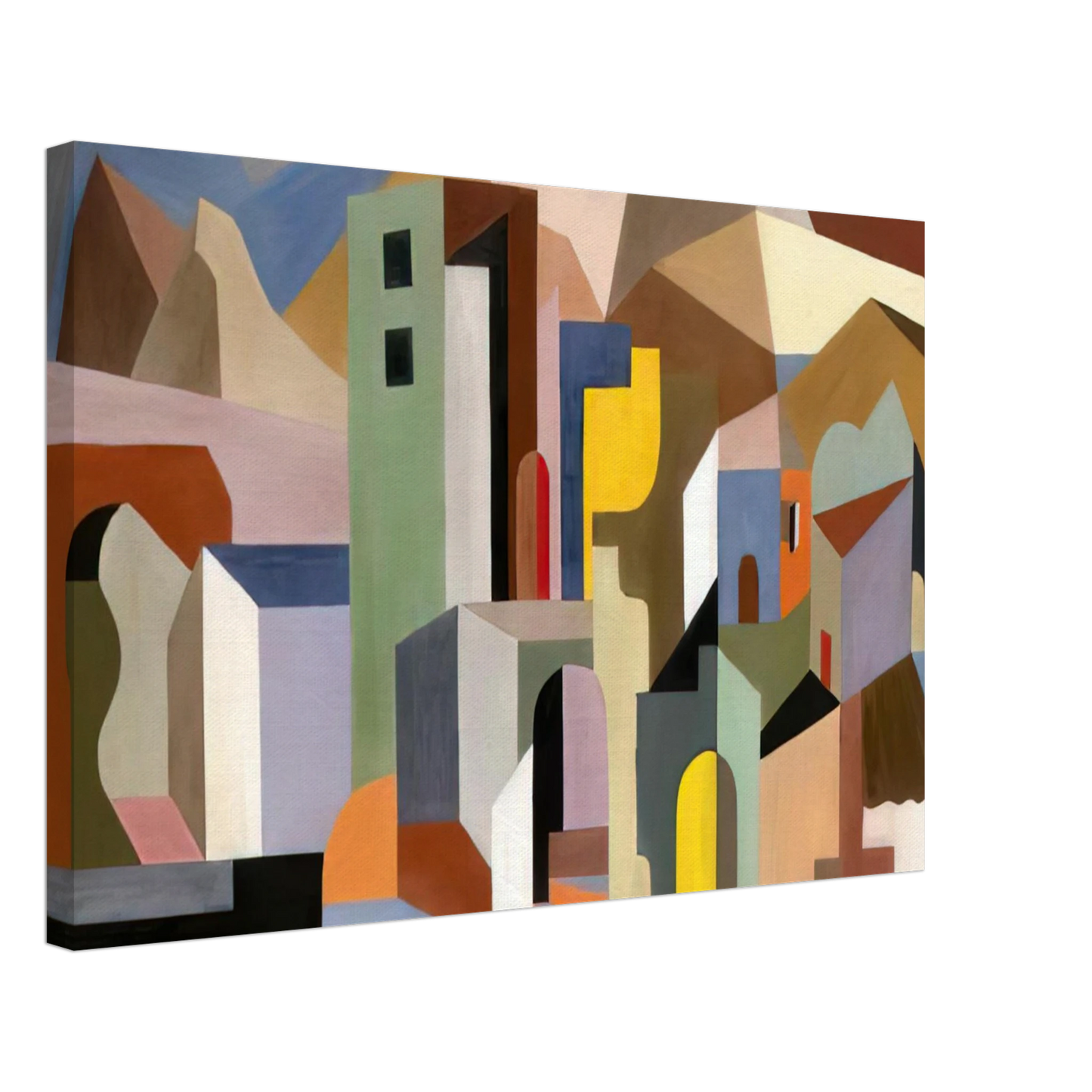Enrico Prampolini - ARCHITECTURAL FORM OF FUTURE IDEAL LANDSCAPE 1921 Canvas - 40x60 cm / 16x24 inches-canvas