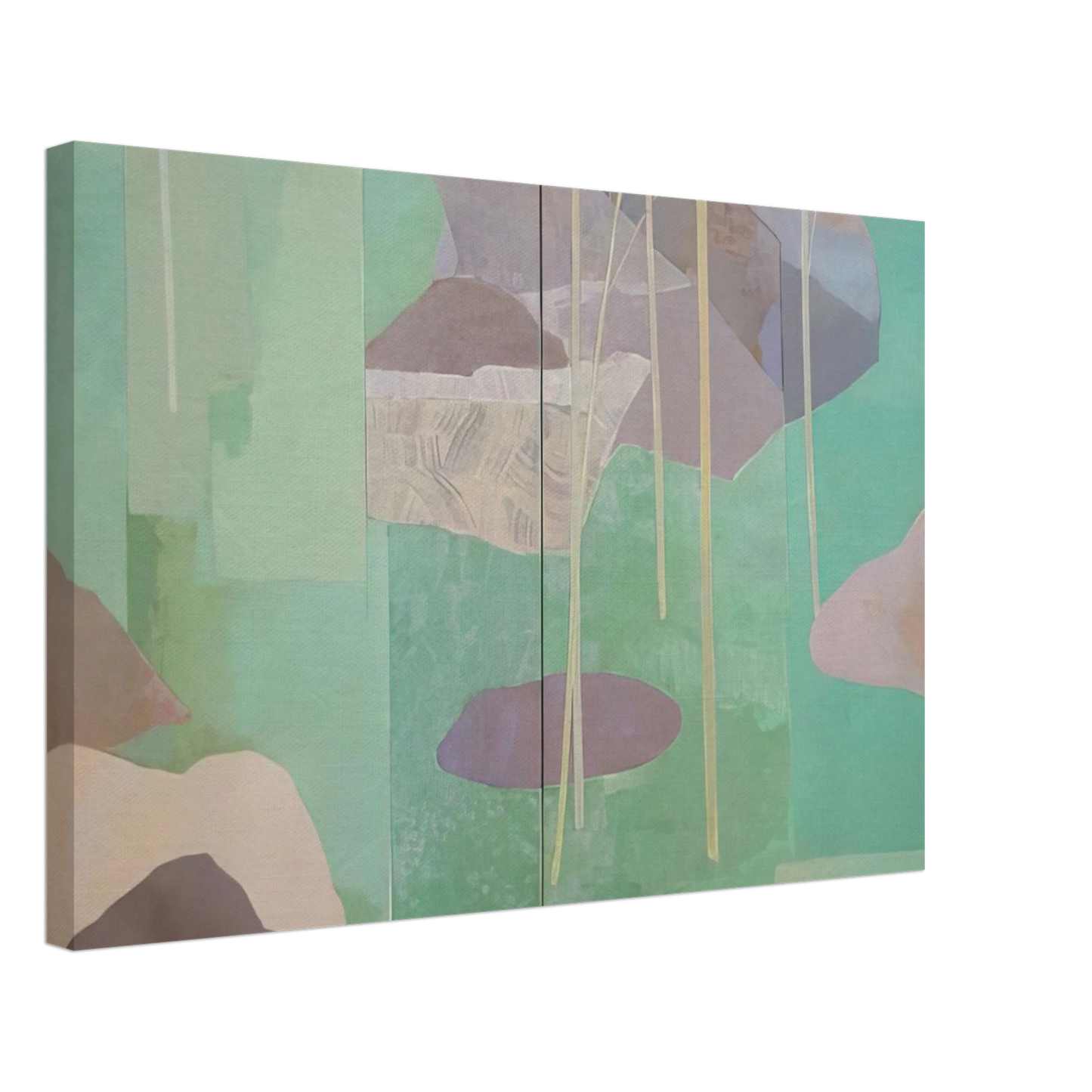 Kenzo Okada - Young Bamboo Diptych - Abstract Expressionism Canvas - 70x100 cm / 28x40 inches-canvas