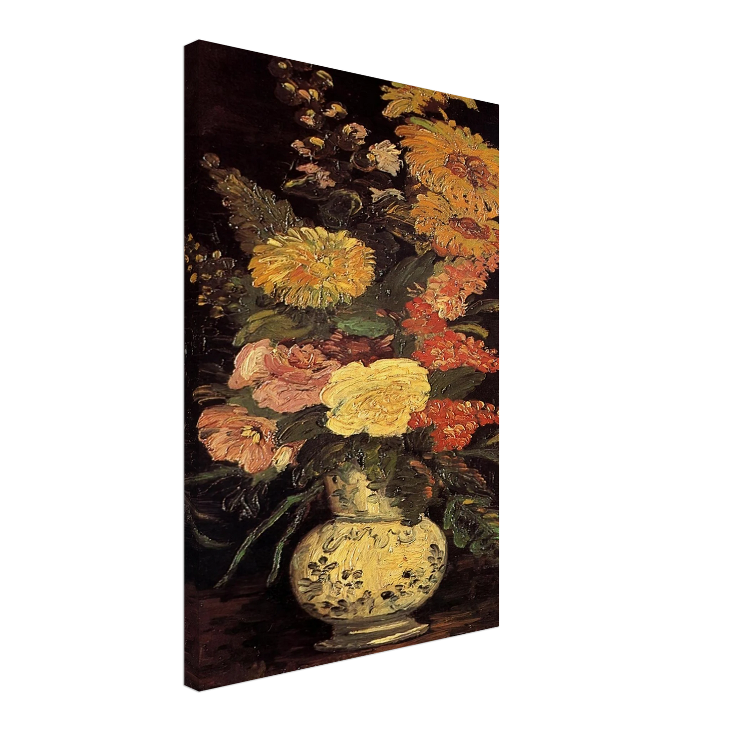 Vincent van Gogh - Vase with Asters, Salvia and Other Flowers Canvas - 40x60 cm / 16x24 inches-canvas
