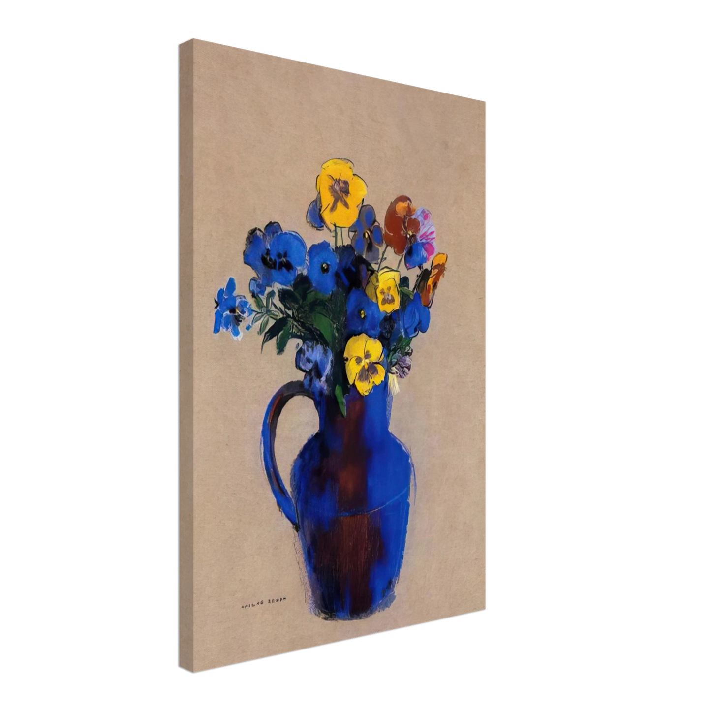 Odilon Redon - VASE OF FLOWERS PANSIES Canvas - 40x60 cm / 16x24 inches-canvas