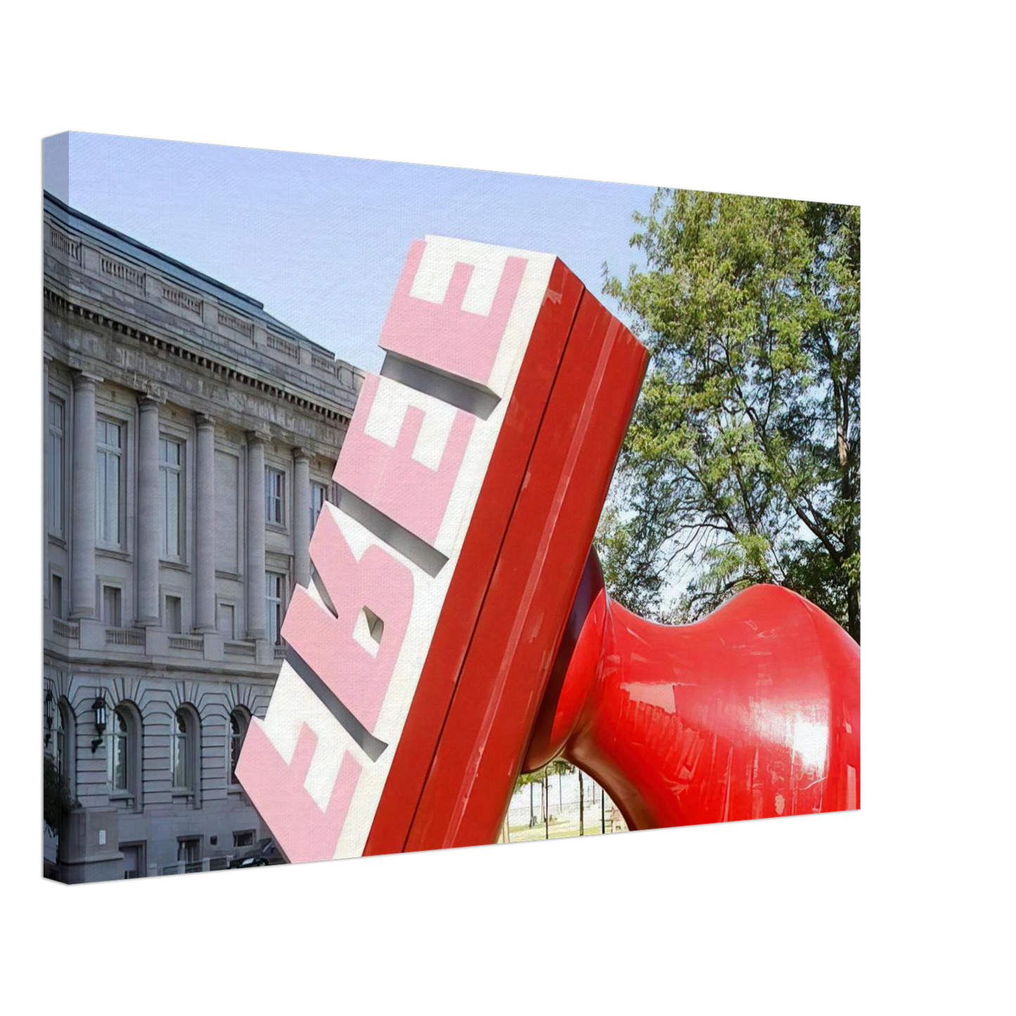 Claes Oldenburg - FREE STAMP AT CLEVELAND CITY HALL COLLABORATION WITH VAN BRUGGEN Canvas - 70x100 cm / 28x40 inches-canvas