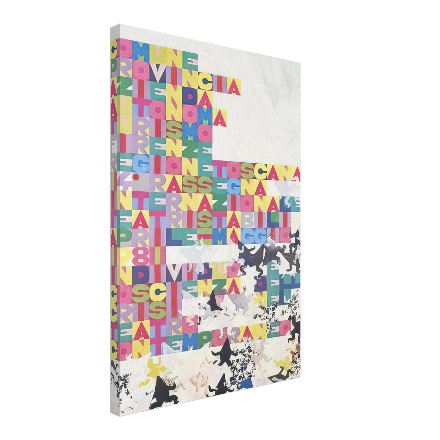 Alighiero Boetti - RASSEGNA INTERNAZIONALE TEATRI STABILI FACCINE COLORATE 1979 Canvas - 40x60 cm / 16x24 inches-canvas