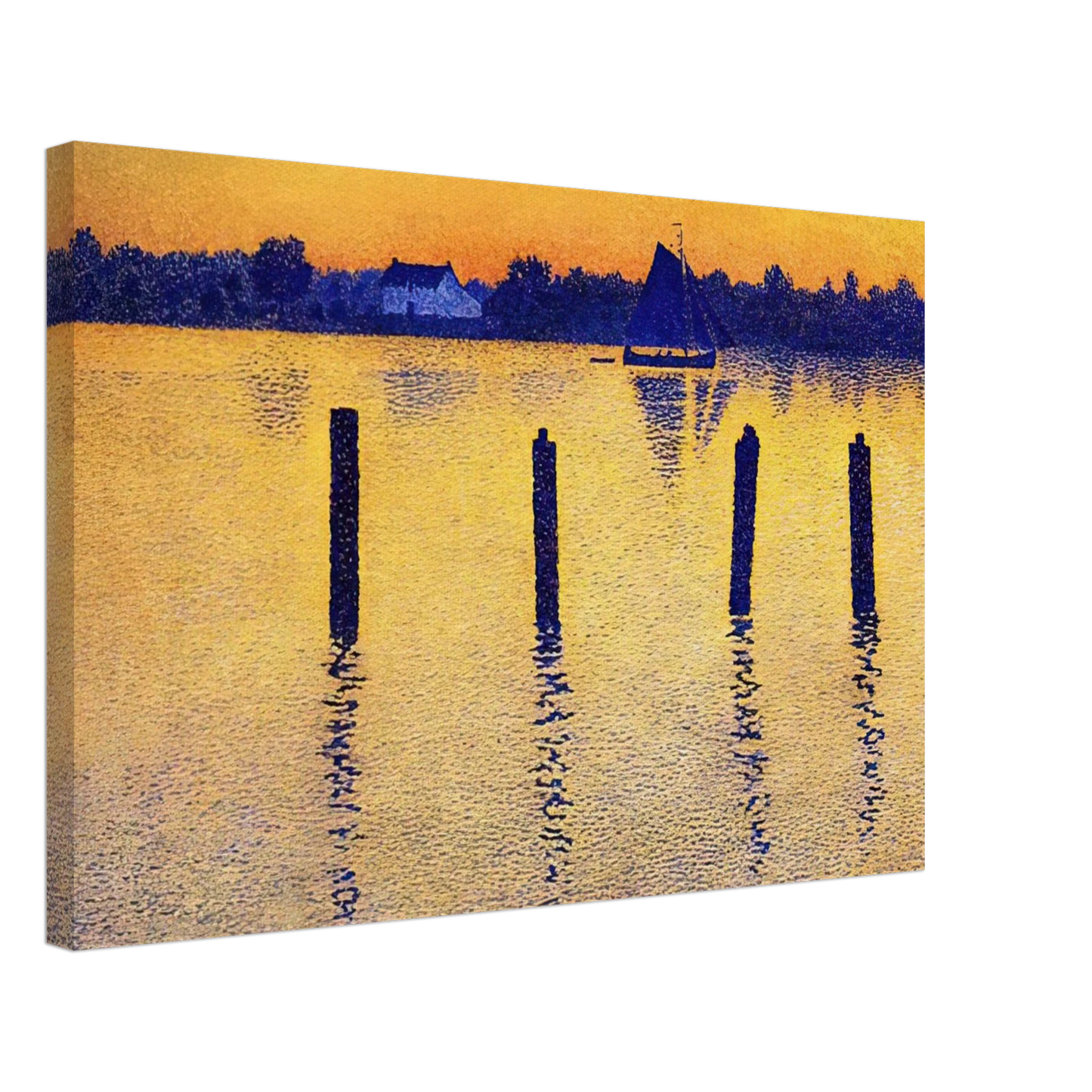 Theo van Rysselberghe - SAILBOATS ON THE RIVER SCHELDT 1892 Canvas - 70x100 cm / 28x40 inches-canvas