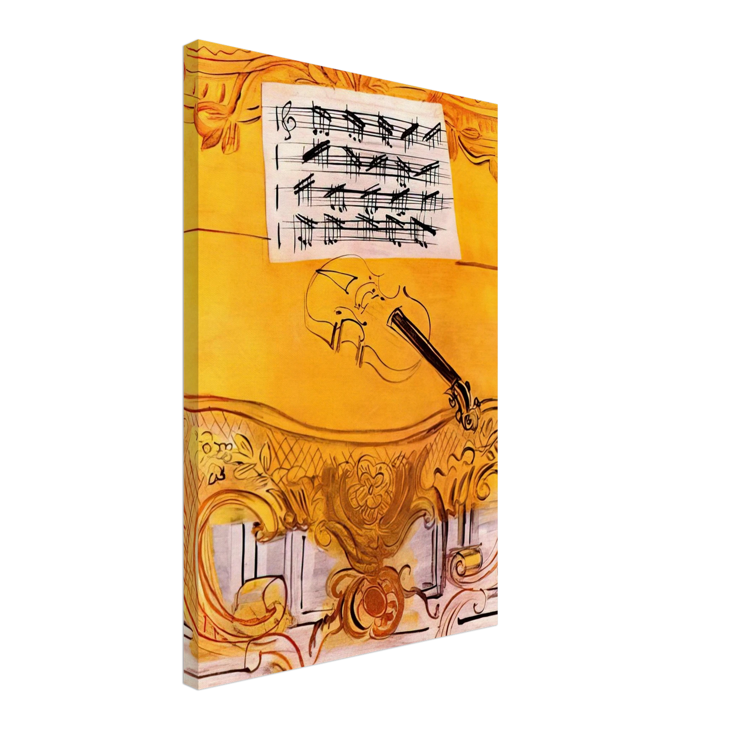 Raoul Dufy - THE YELLOW CONSOLE WITH A VIOLIN 1949 Canvas - 70x100 cm / 28x40 inches-canvas