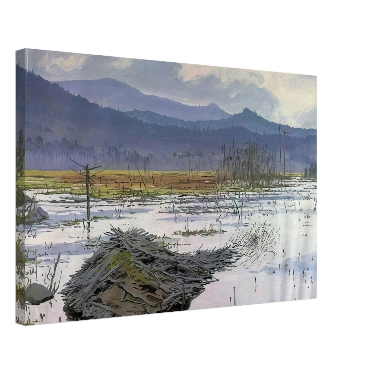 Neil Welliver - Beaver Pond - 1976 Canvas - 70x100 cm / 28x40 inches-canvas