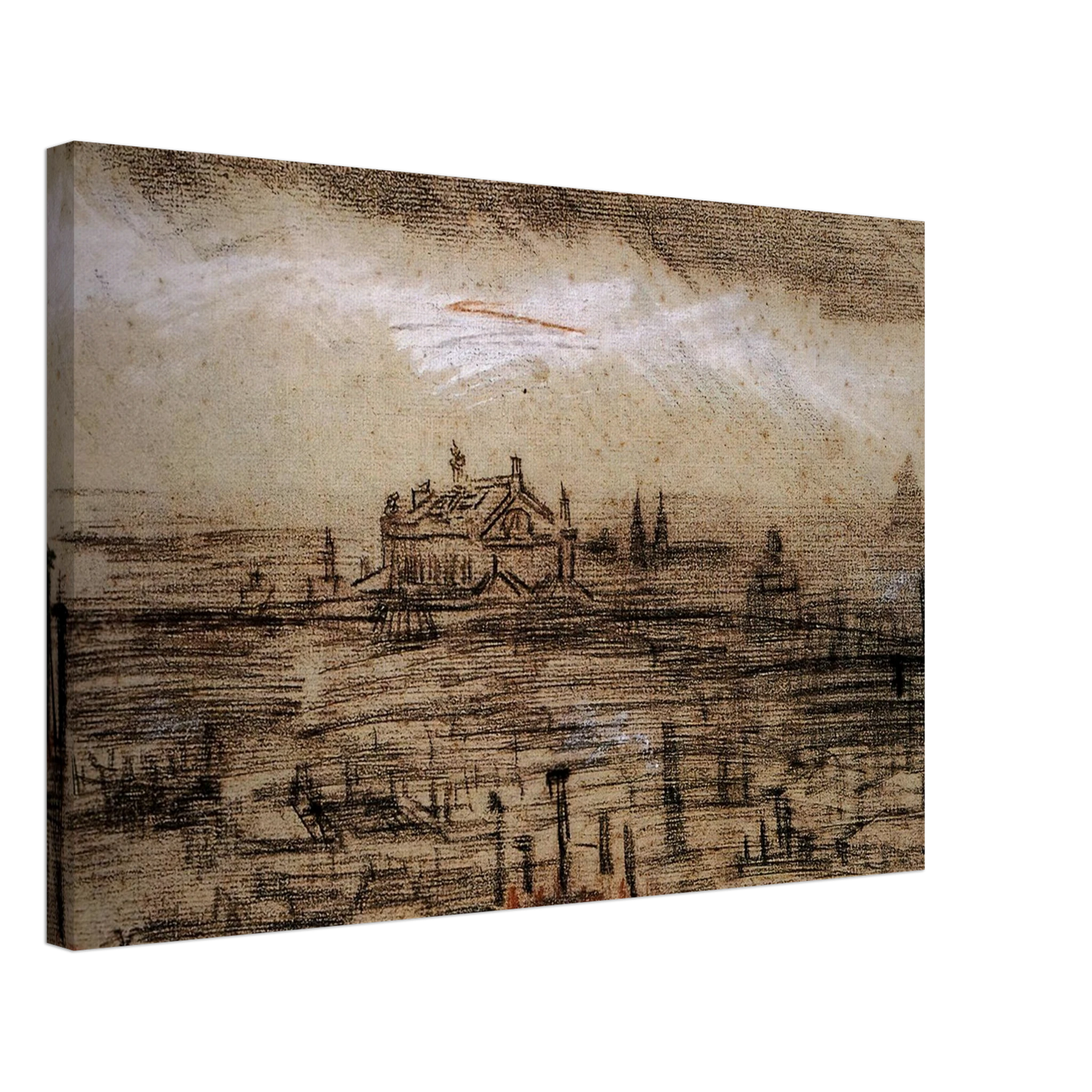 Vincent van Gogh - A View of Paris with the Op Canvas - 70x100 cm / 28x40 inches-canvas