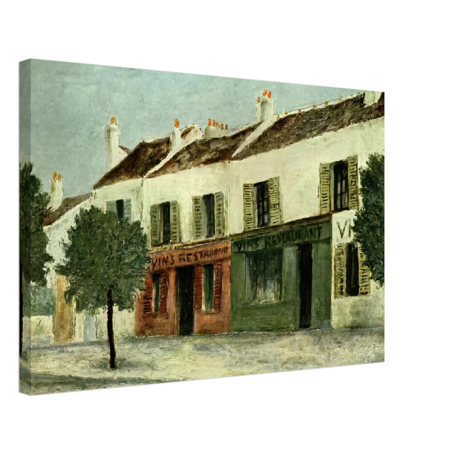 Maurice Utrillo - BISTROS IN A SUBURB Canvas - 70x100 cm / 28x40 inches-canvas