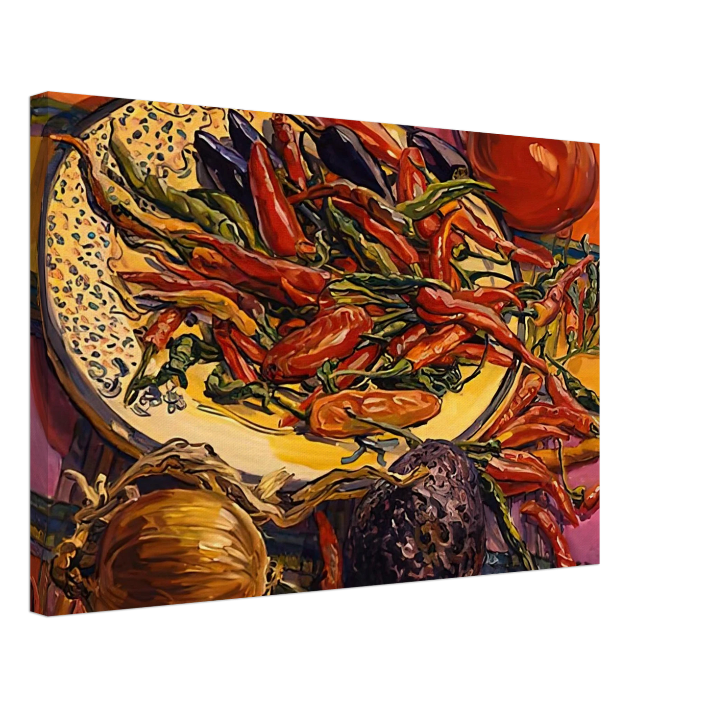 Janet Fish - CHILI PEPPERS 2005 Canvas - 70x100 cm / 28x40 inches-canvas