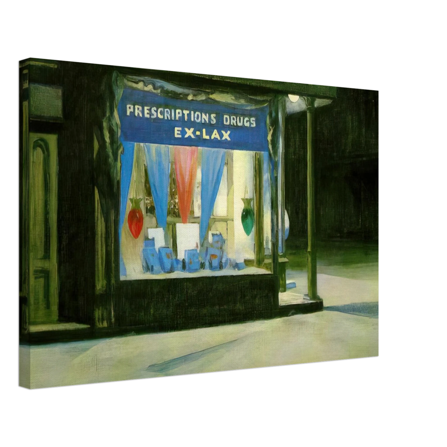 Edward Hopper - Drug Store Canvas - 40x60 cm / 16x24 inches-canvas