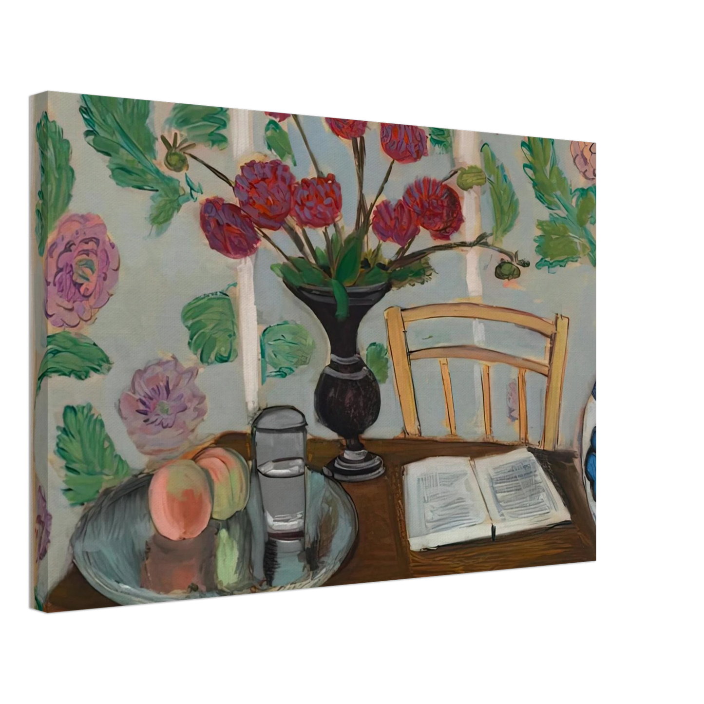 Henri Matisse - STILL LIFE BOUQUET OF DAHLIAS AND WHITE BOOK 1923 Canvas - 40x60 cm / 16x24 inches-canvas