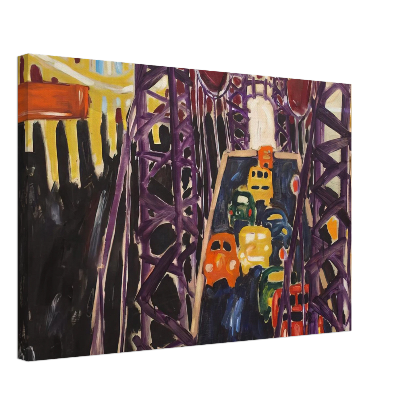 Allan Kaprow - George Washington Bridge, with Cars Canvas - 40x60 cm / 16x24 inches-canvas