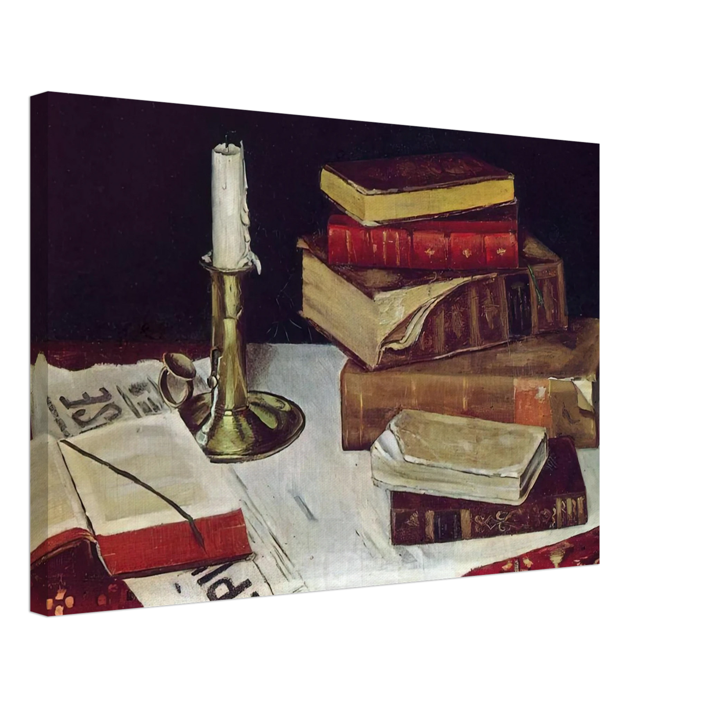 Henri Matisse - STILL LIFE WITH BOOKS AND CANDLE 1890 Canvas - 70x100 cm / 28x40 inches-canvas
