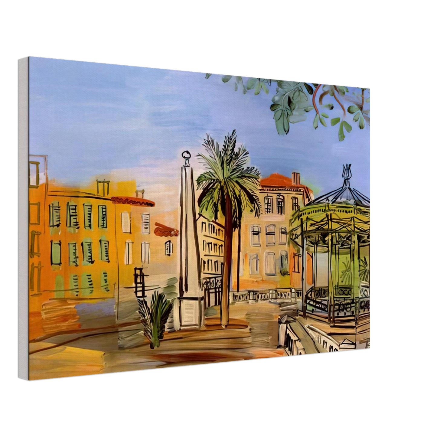Raoul Dufy - THE SQUARE IN HYERES Canvas - 40x60 cm / 16x24 inches-canvas