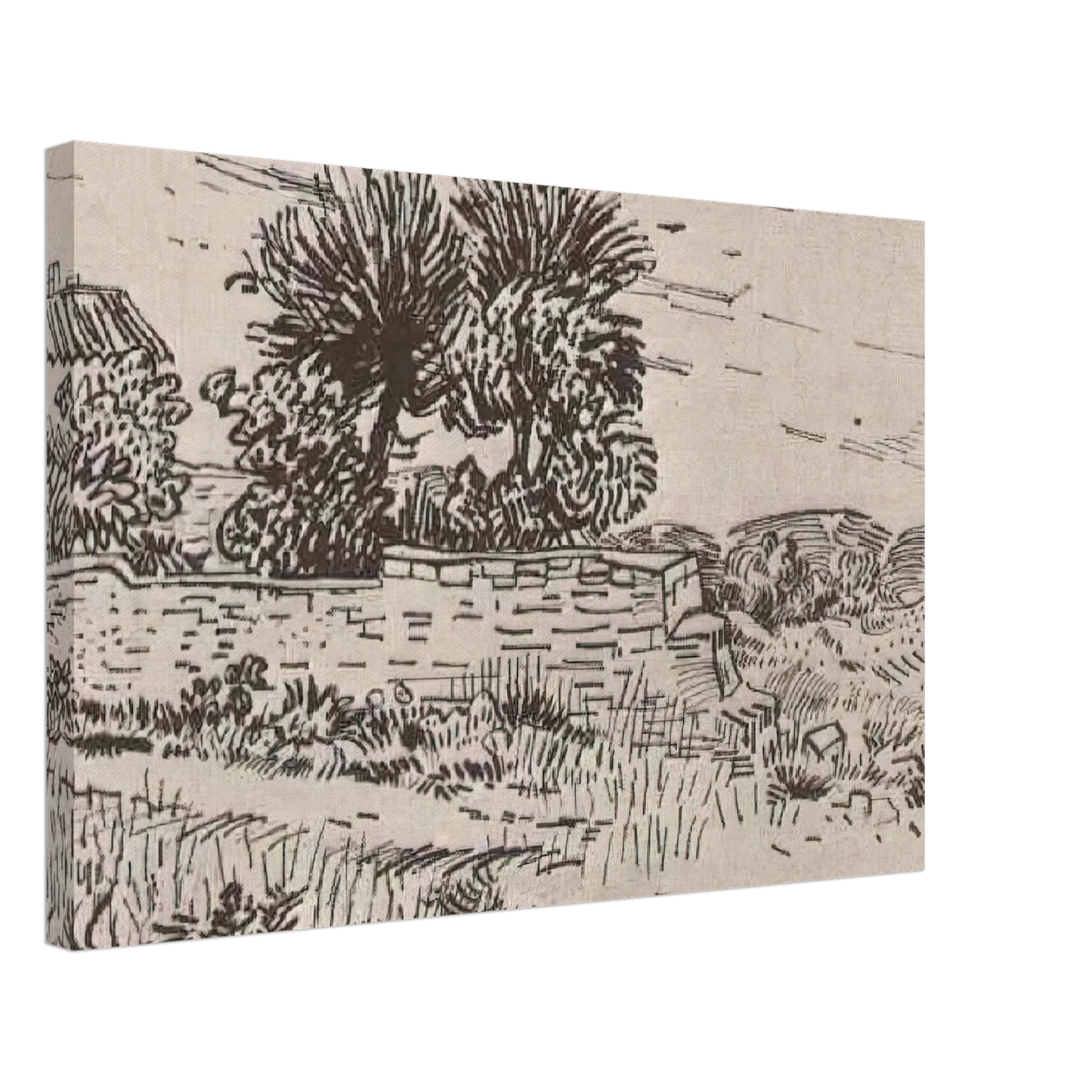 Vincent van Gogh - Landscape with the Wall of a Farm Canvas - 40x60 cm / 16x24 inches-canvas