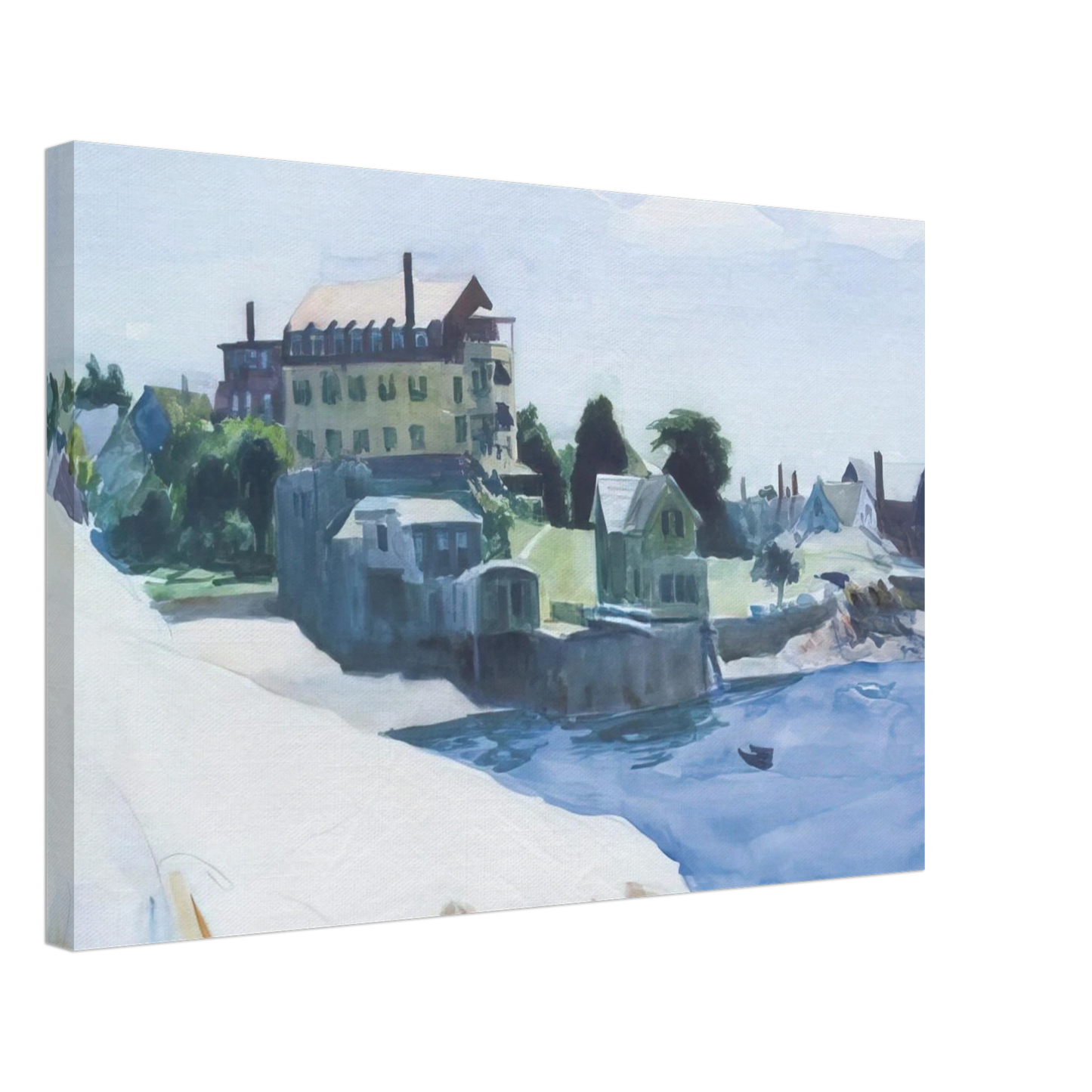 Edward Hopper - Small Town on Cove Canvas - 40x60 cm / 16x24 inches-canvas