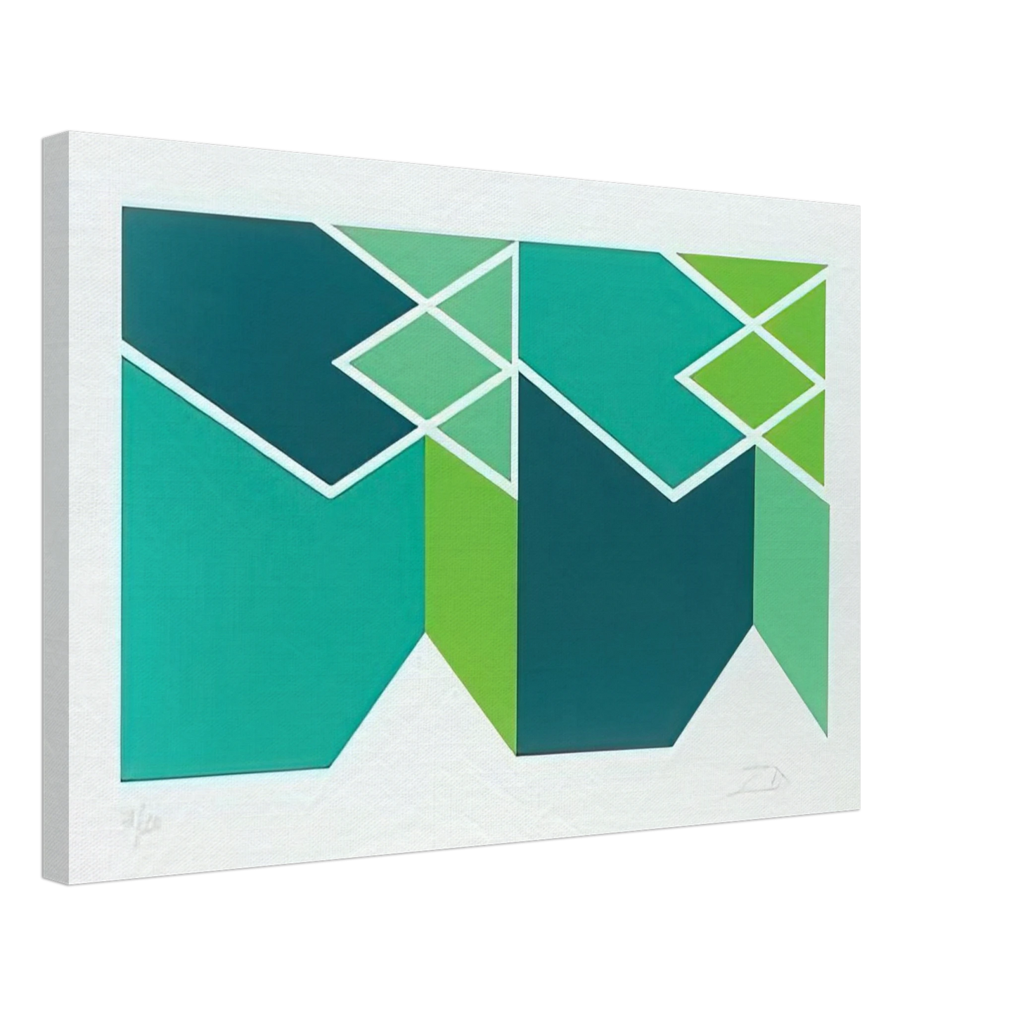 Larry Zox - Green Composition - 1980 Canvas - 70x100 cm / 28x40 inches-canvas